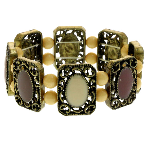 Mi Amore Filligree Antiqued Stretch-Bracelet Gold-Tone & Brown