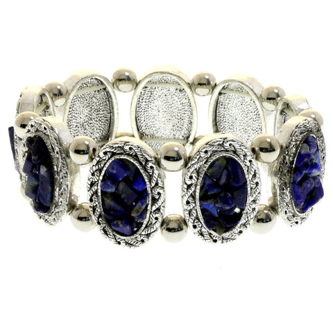 Mi Amore Stone fragments Stretch-Bracelet Silver-Tone/Blue