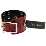 Mi Amore Adjustable-Length Studded Synthetic Leather Cuff-Bracelet Red & Silver-Tone