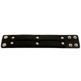 Mi Amore Synthetic Leather Studded Adjustable Length Cuff-Bracelet Black & Silver-Tone