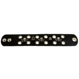 Mi Amore Synthetic Leather Studded Adjustable Length Cuff-Bracelet Black & Silver-Tone