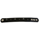 Mi Amore Synthetic Leather Studded Adjustable Length Cuff-Bracelet Black & Silver-Tone