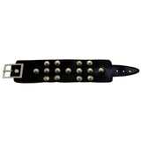 Mi Amore Synthetic Leather Studded Adjustable Length Cuff-Bracelet Black & Silver-Tone