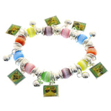 Mi Amore Cat pictures Stretch-Bracelet Silver-Tone/Multicolor