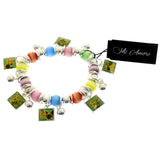 Mi Amore Cat pictures Stretch-Bracelet Silver-Tone/Multicolor