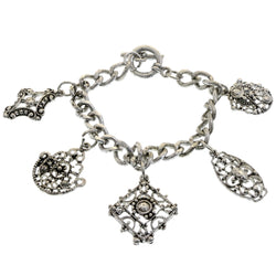 Mi Amore Antiqued Filligree Charm-Bracelet Silver-Tone