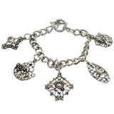 Mi Amore Antiqued Filligree Charm-Bracelet Silver-Tone