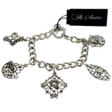 Mi Amore Antiqued Filligree Charm-Bracelet Silver-Tone