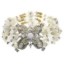 Mi Amore Stretch-Bracelet Silver-Tone/White