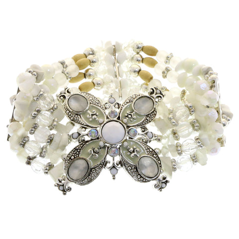 Mi Amore Stretch-Bracelet Silver-Tone/White