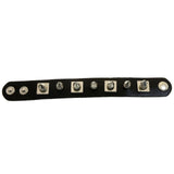 Mi Amore Adjustable-Length Synthetic-Leather Spiked Cuff-Bracelet Black & Silver-Tone