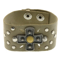 Mi Amore Adjustable-Length Faux-Suede Studded Cuff-Bracelet Brown & Silver-Tone