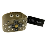 Mi Amore Adjustable-Length Faux-Suede Studded Cuff-Bracelet Brown & Silver-Tone