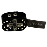 Mi Amore Adjustable-Length Faux-Suede Studded Cuff-Bracelet Black & Silver-Tone