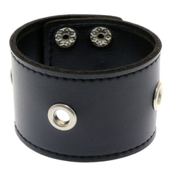 Mi Amore Adjustable-Length Faux-Leather Eyelet Cuff-Bracelet Black & Silver-Tone