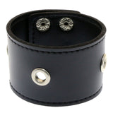 Mi Amore Adjustable-Length Faux-Leather Eyelet Cuff-Bracelet Black & Silver-Tone