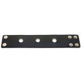 Mi Amore Adjustable-Length Faux-Leather Eyelet Cuff-Bracelet Black & Silver-Tone
