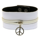Mi Amore Adjustable-Length Faux-Leather Zipper Cuff-Bracelet White & Silver-Tone
