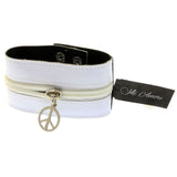 Mi Amore Adjustable-Length Faux-Leather Zipper Cuff-Bracelet White & Silver-Tone