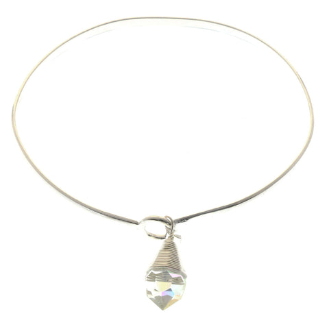 Mi Amore Crystal dangle Bangle-Bracelet Silver-Tone/White