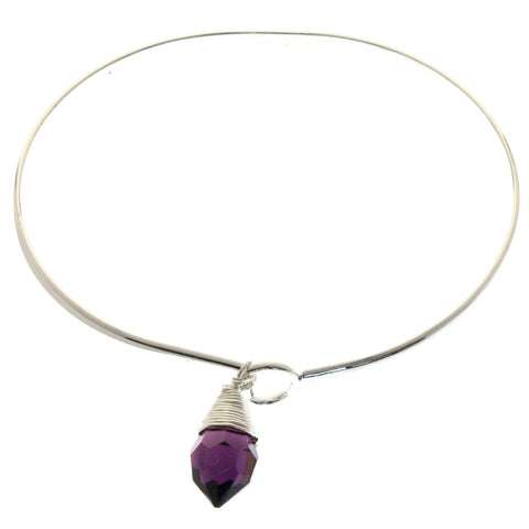 Mi Amore Crystal dangle Bangle-Bracelet Silver-Tone/Purple