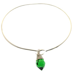 Mi Amore Crystal dangle Bangle-Bracelet Silver-Tone/Green