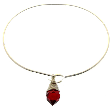 Mi Amore Crystal dangle Bangle-Bracelet Silver-Tone/Red