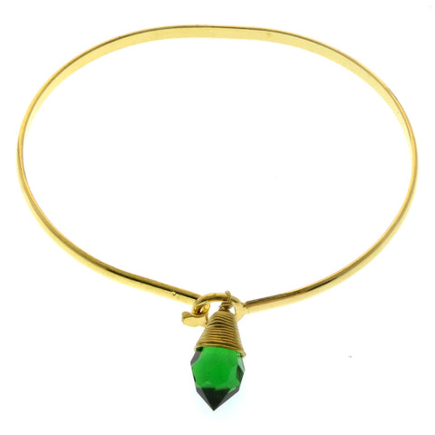 Mi Amore Crystal dangle Bangle-Bracelet Gold-Tone/Green