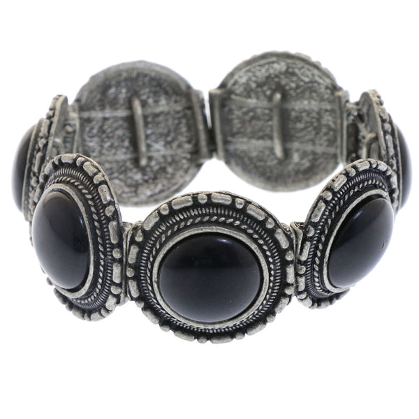 Mi Amore Antiqued  Stretch-Bracelet Silver-Tone/Black