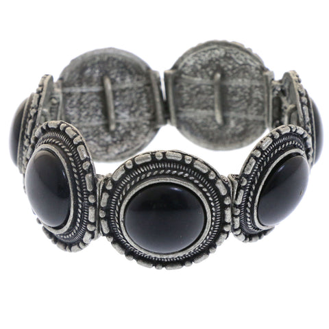 Mi Amore Antiqued  Stretch-Bracelet Silver-Tone/Black