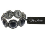 Mi Amore Antiqued  Stretch-Bracelet Silver-Tone/Black