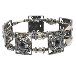 Mi Amore Filligree Stretch-Bracelet Silver-Tone/Black