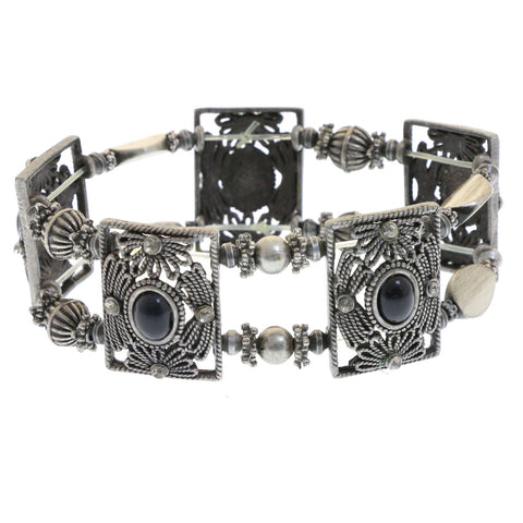 Mi Amore Filligree Stretch-Bracelet Silver-Tone/Black