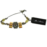 Mi Amore Antiqued  Flower Fashion-Bracelet Green & Orange