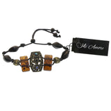 Mi Amore Antiqued  Flower Fashion-Bracelet Gold-Tone & Black