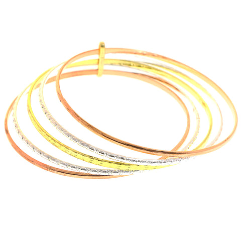 Mi Amore Bound Multiple Rings Bracelet-Set Silver-Tone/Bronze-Tone