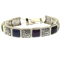Mi Amore Magnetic Clasp Bangle-Bracelet Silver-Tone/Multicolor