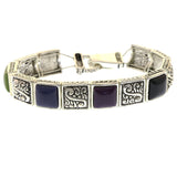 Mi Amore Magnetic Clasp Bangle-Bracelet Silver-Tone/Multicolor