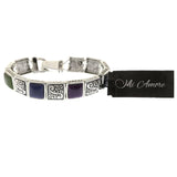 Mi Amore Magnetic Clasp Bangle-Bracelet Silver-Tone/Multicolor