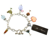 Mi Amore Cocktails Heart Charm-Bracelet Silver-Tone & Multicolor
