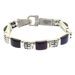 Mi Amore Magnetic Clasp Bangle-Bracelet Silver-Tone/Multicolor