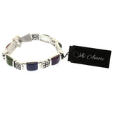 Mi Amore Magnetic Clasp Bangle-Bracelet Silver-Tone/Multicolor