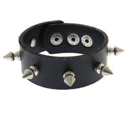 Mi Amore Spike-studded Cuff-Bracelet Black/Silver-Tone