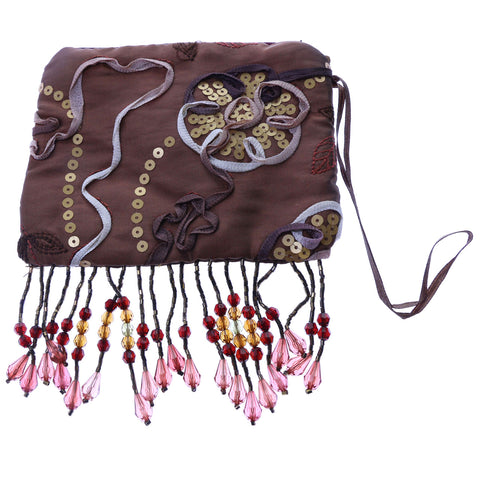 Mi Amore Floral Design Coin Purse Brown/Multicolor