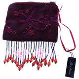Mi Amore Feather Design Coin Purse Maroon/Multicolor