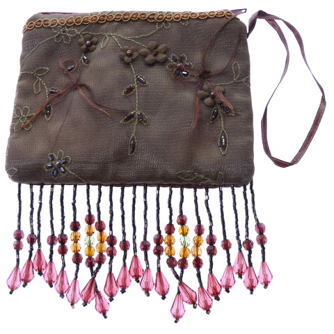 Mi Amore Floral Design Coin Purse Brown/Multicolor