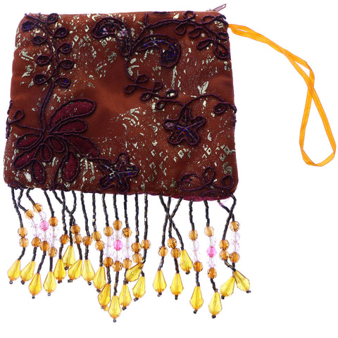 Mi Amore Floral Design Coin Purse Burnt Orange/Multicolor
