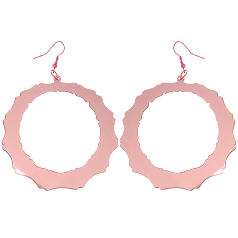 Mirrored Dangle-Earrings Pink Color  #5251