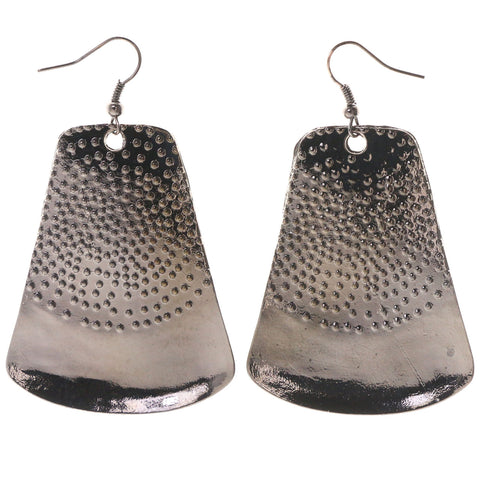 Silver-Tone & Black Colored Metal Dangle-Earrings #5138