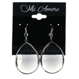 Faceted Dangle-Earrings With Bead Accents Black & Silver-Tone Colored #5857